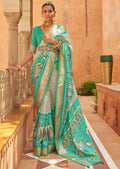 TIFFANY BLUE WOVEN PATOLA SILK SAREE