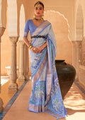 SKY BLUE WOVEN PATOLA SILK SAREE