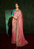 Golden Peach Woven Celebrities Exclusive Designer Saree with Embroidered Silk Blouse