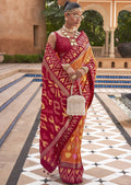 ORANGE AND RED WOVEN PATOLA SILK SAREE