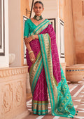 RUBY PINK WOVEN PATOLA SILK SAREE