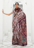 Cloud Gray Kalamkari Printed Pure Crepe Silk Saree