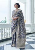 Light Violet Hand Woven Lucknowi Cotton Saree
