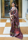 Black Woven Kashmiri Jamewar Silk Saree