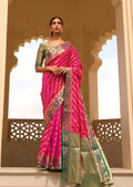 Magenta Pink Woven Traditional Patola Silk Saree