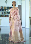 Blossom Pink Hand Woven Organza Tissue Silk Saree