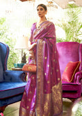 Berry Purple Woven Handloom Zari Silk Saree