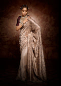 Champagne Beige Woven Exclusive Designer Saree With Swarovski Work