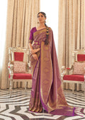Magenta Purple Hand Woven Kanjivaram Silk Saree