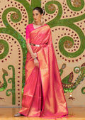 Hot Pink Hand Woven Kanjivaram Silk Saree