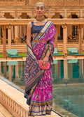 PURPLE WOVEN TRADITIONAL PATOLA SILK SAREE WITH FOIL PRINT WORK