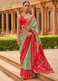 MINT GREEN WOVEN PATOLA SILK SAREE