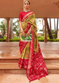 PEAR GREEN WOVEN PATOLA SILK SAREE