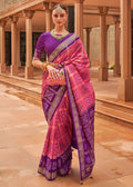 CERISE PINK WOVEN PATOLA SILK SAREE