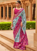 POWDER BLUE WOVEN PATOLA SILK SAREE