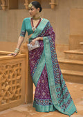 GRAPE PURPLE WOVEN PATOLA SILK SAREE