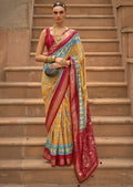 MUSTARD YELLOW WOVEN PATOLA SILK SAREE