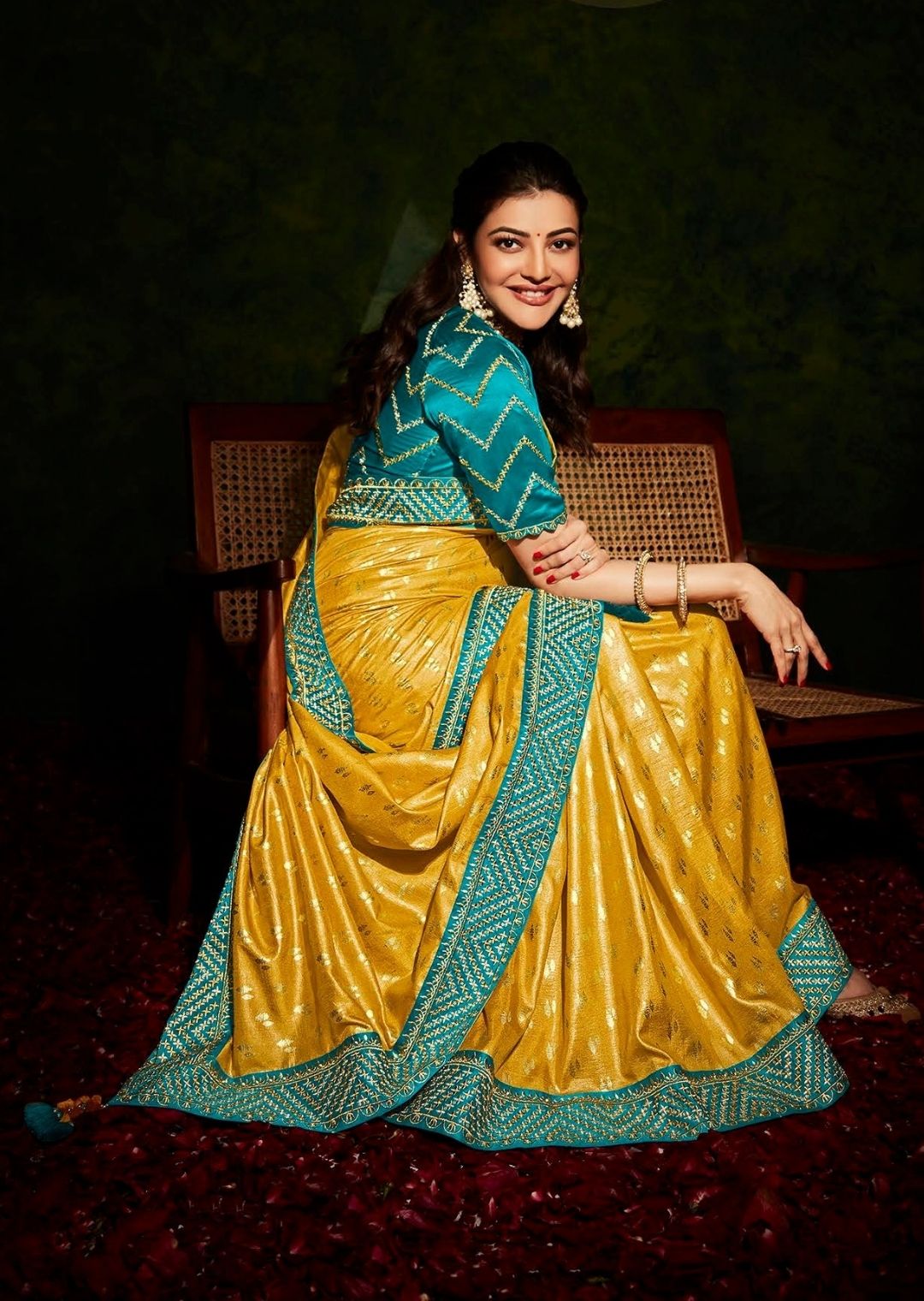 Golden Mustard Yellow Woven Celebrities Exclusive Designer Saree with Embroidered Silk Blouse