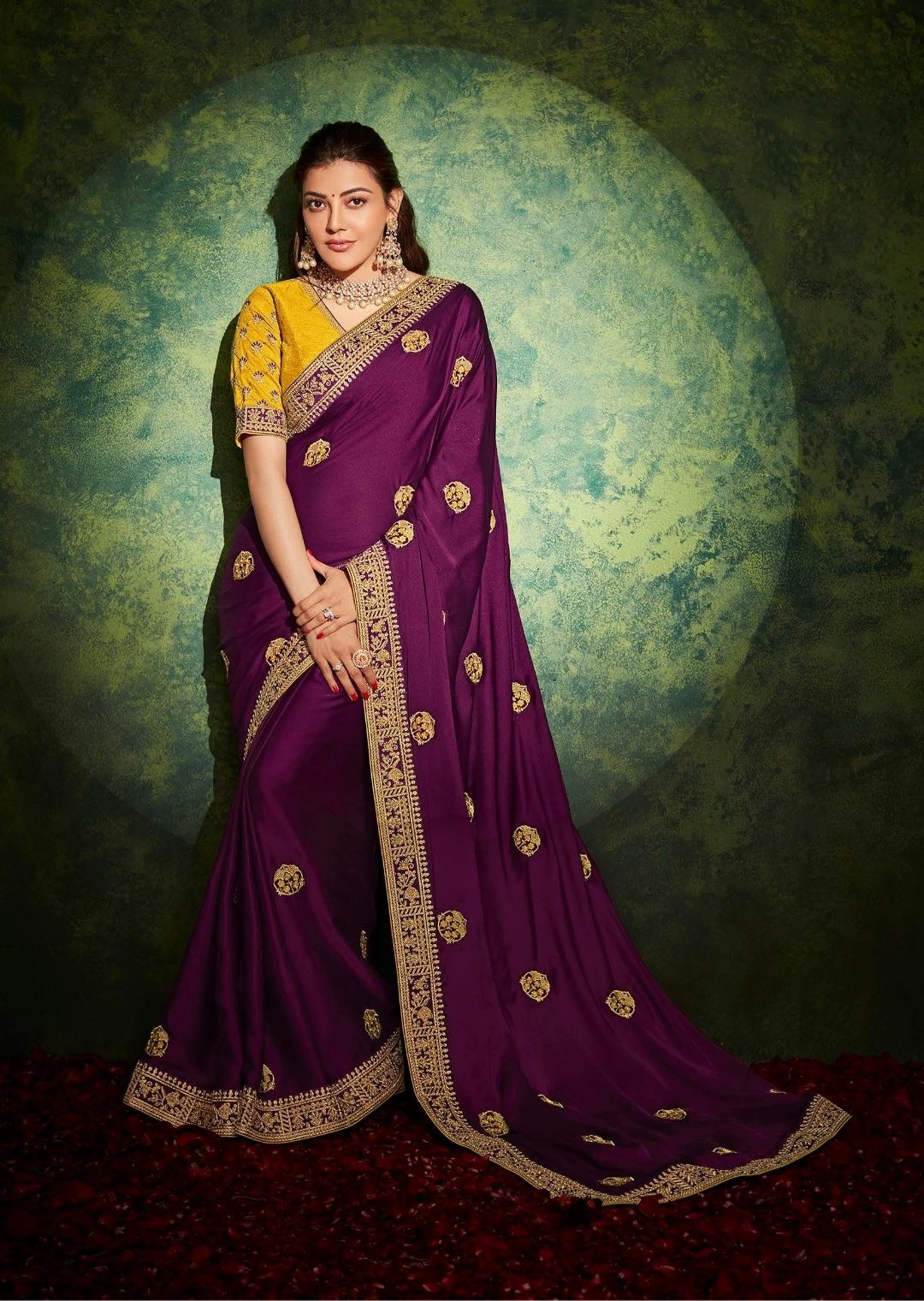 Plum Purple Woven Celebrities Exclusive Designer Saree with Embroidered Silk Blouse