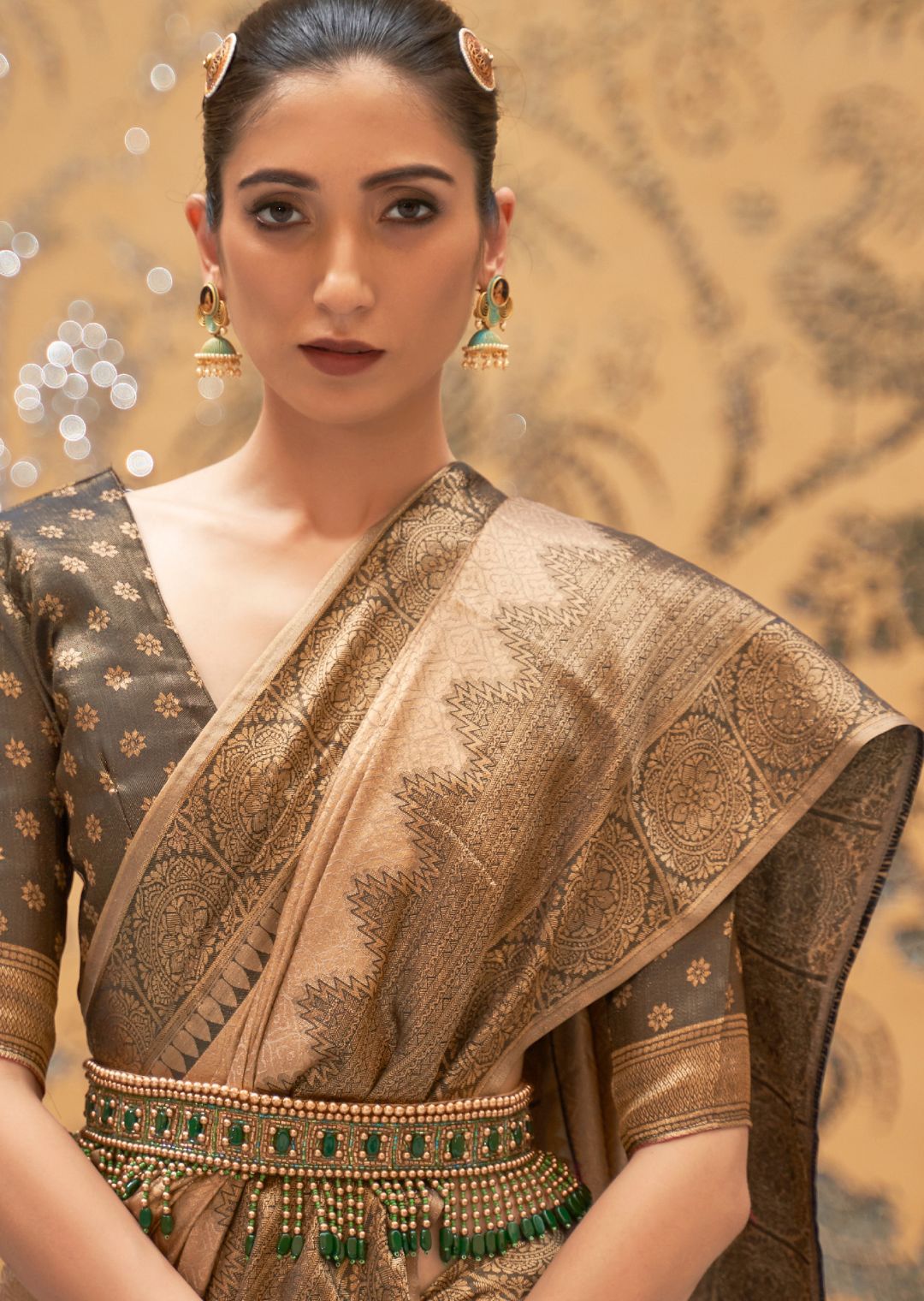 Golden Woven Handloom Zari Silk Saree
