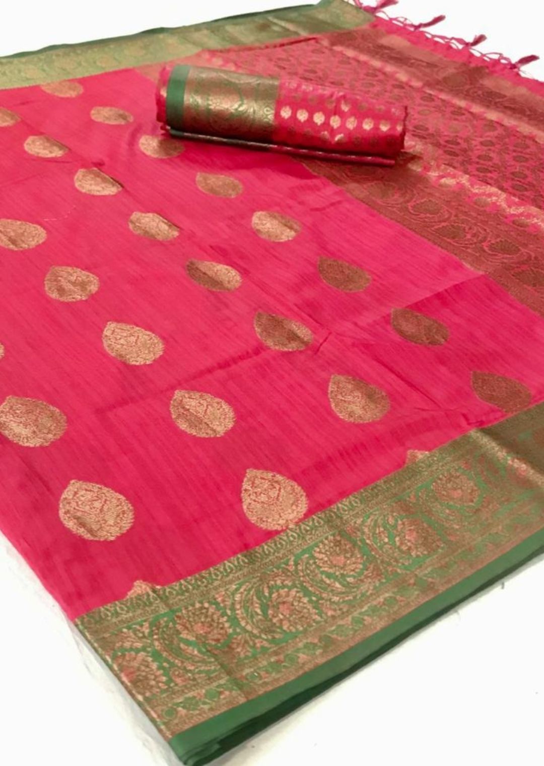 Ruby Pink Zari Woven Banarasi Silk Saree