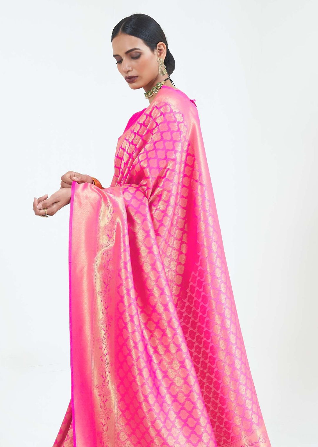 Magenta Pink Hand Woven Kanjivaram Silk Saree