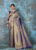 Navy Blue Hand Woven Kanjivaram Silk Saree