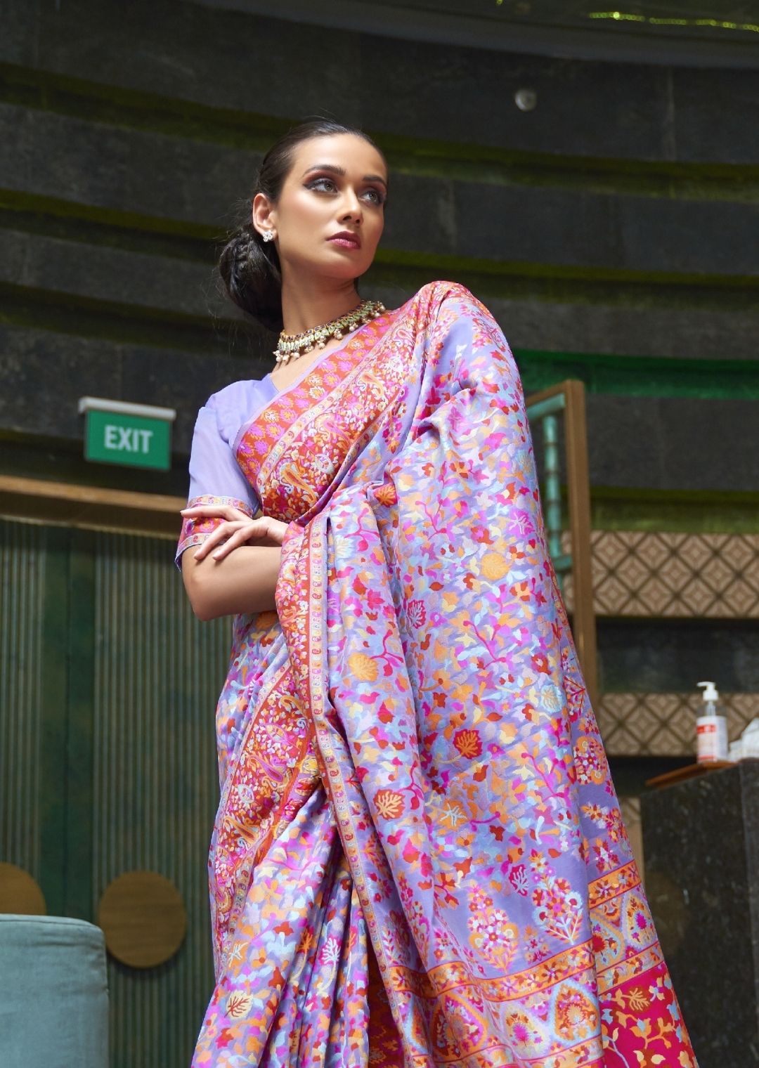 Lavender Purple Hand Woven Jamewar Silk Saree