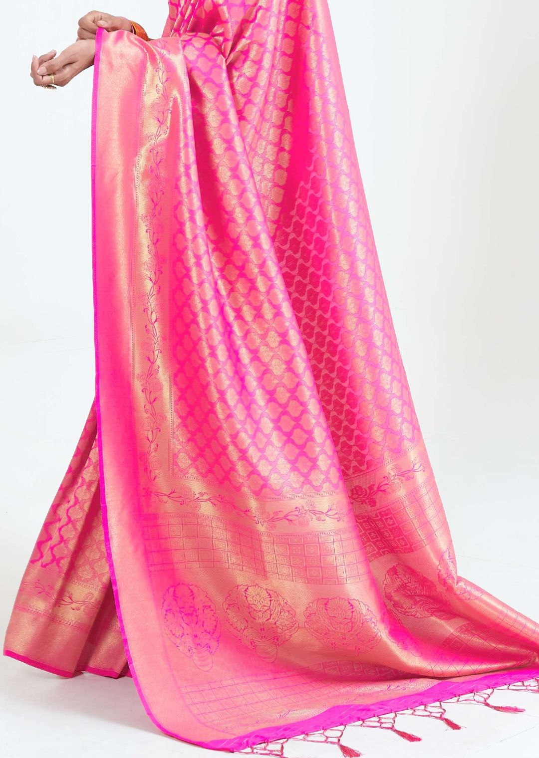 Magenta Pink Hand Woven Kanjivaram Silk Saree