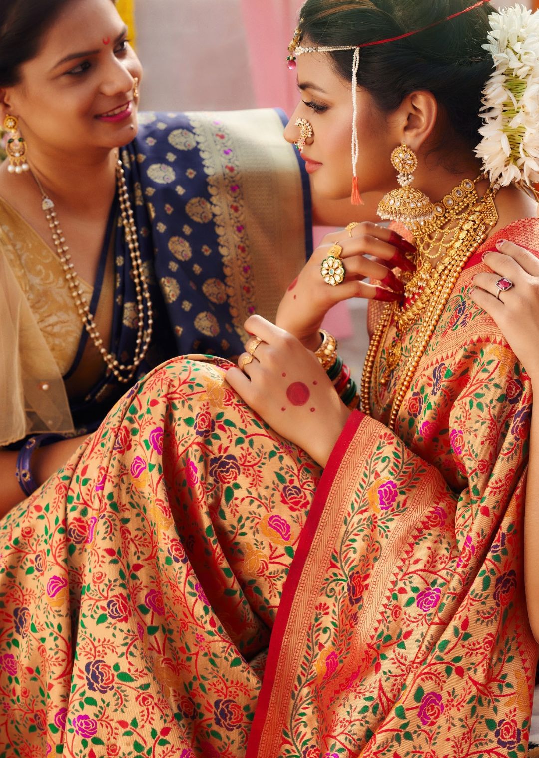 Orange Woven Traditional Paithani Silk Saree