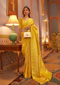 Honey Yellow Zari Woven Kanjivaram Satin Silk Saree