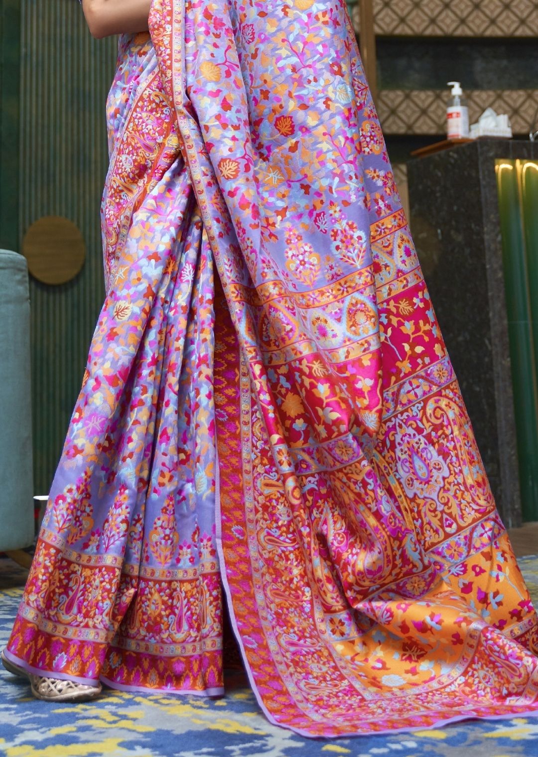 Lavender Purple Hand Woven Jamewar Silk Saree