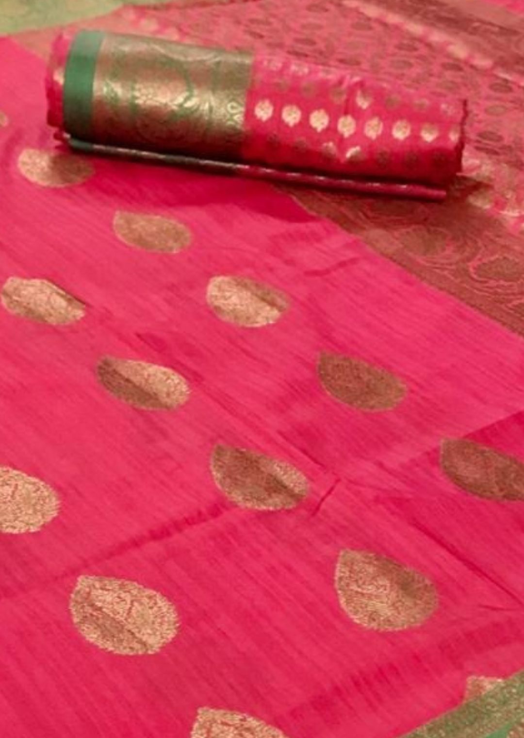 Ruby Pink Zari Woven Banarasi Silk Saree