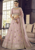 SOFT BERRY PINK HEAVY EMBROIDERED DESIGNER LEHENGA