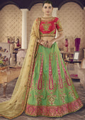 GREEN HEAVY EMBROIDERED DESIGNER LEHENGA