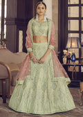 PISTACHIO HEAVY EMBROIDERED DESIGNER LEHENGA