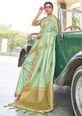 Pistachio Green Hand Woven South Soft Silk Saree