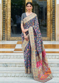 Steal Gray Woven Kashmiri Jamewar Silk Saree