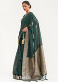 Sacramento Green Woven Soft Tussar Cotton Silk Saree