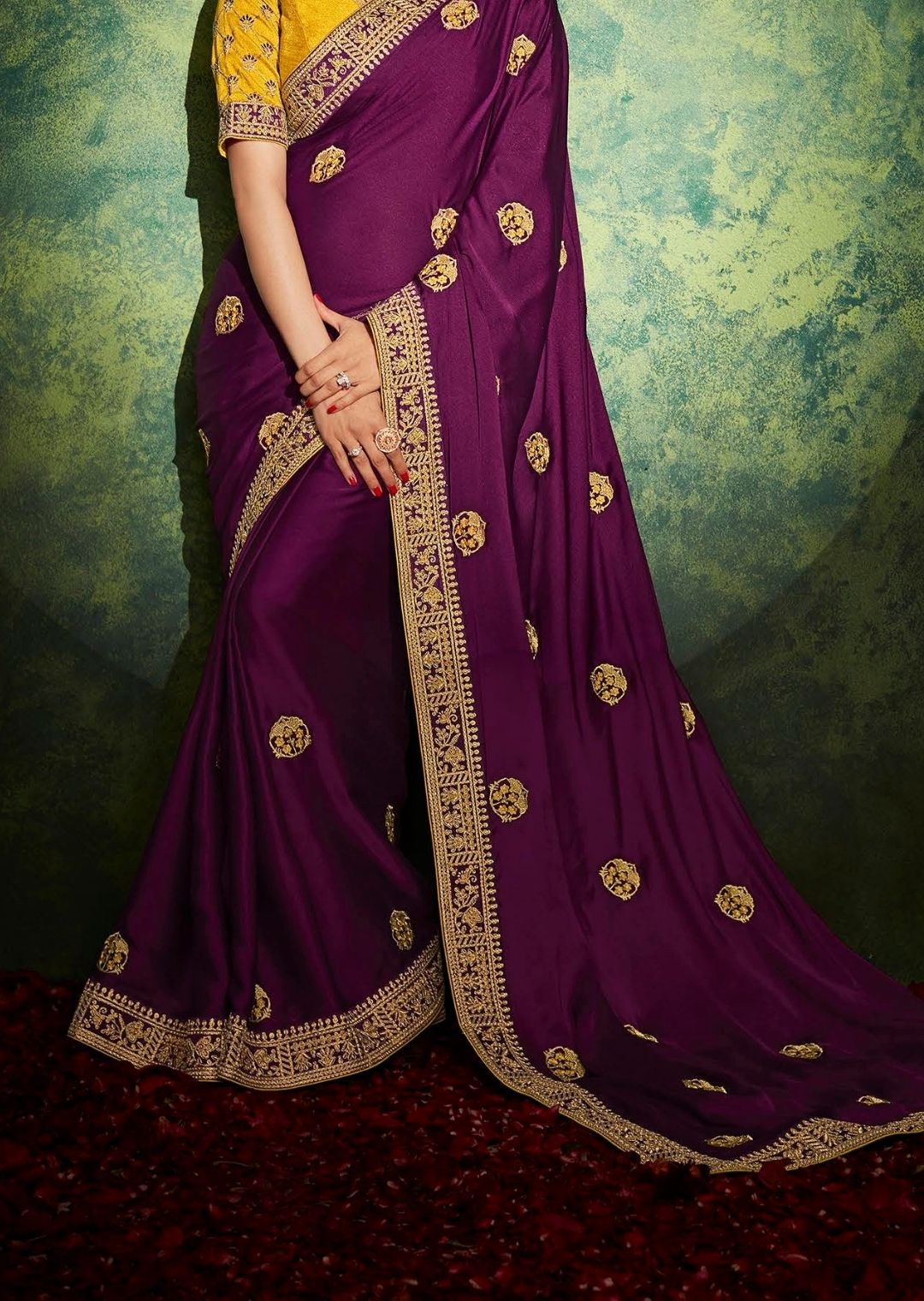 Plum Purple Woven Celebrities Exclusive Designer Saree with Embroidered Silk Blouse