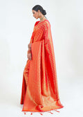 Scarlet Red Hand Woven Kanjivaram Silk Saree
