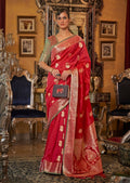 Red Zari Woven Pure Handloom Tessar Silk Saree