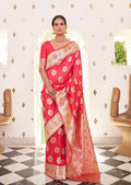 Imperial Red Woven Pure Satin Banarasi Silk Saree