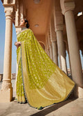 Pear Green Woven Exclusive Designer Banarasi Silk Saree With Embroidered Silk Blouse