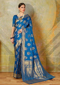 Royal Blue Woven Banarasi Silk Saree
