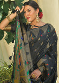 BLACK ZARI WOVEN TRADITIONAL PAITHANI SILK SAREE