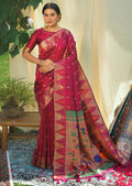 RUBY PINK ZARI WOVEN TRADITIONAL PAITHANI SILK SAREE
