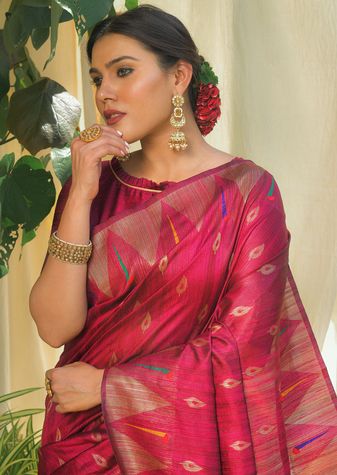 RUBY PINK ZARI WOVEN TRADITIONAL PAITHANI SILK SAREE