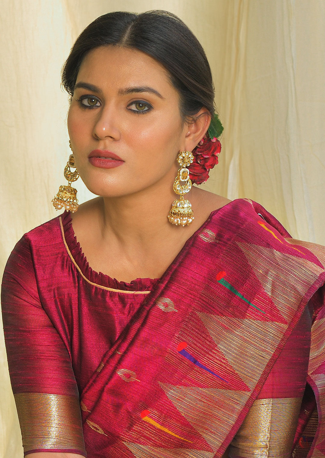 RUBY PINK ZARI WOVEN TRADITIONAL PAITHANI SILK SAREE