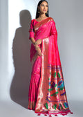 RUBY PINK ZARI WOVEN TRADITIONAL PAITHANI SILK SAREE